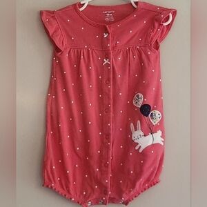 Carter's Pink Romper with Bunny and Balloon Design